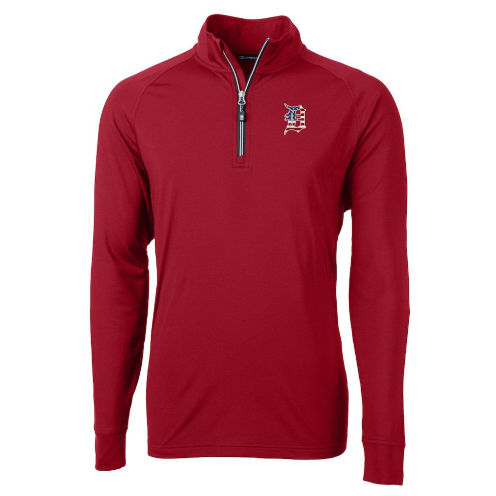 Detroit Tigers Cutter & Buck Patriotic Logo Adapt Eco Knit Stretch Recycled Quarter-Zip Pullover Top - MLB Pullover