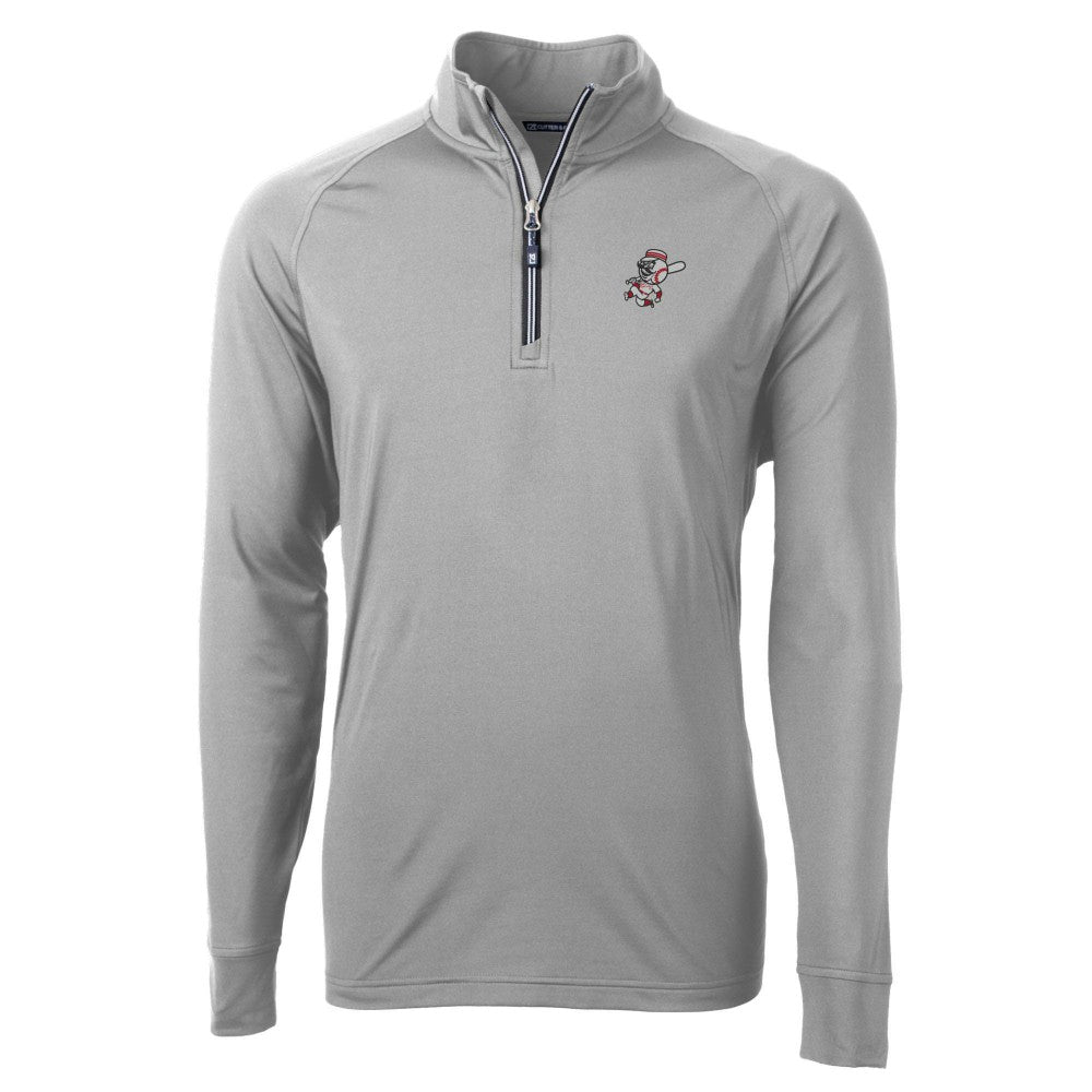 Cincinnati Reds Cutter & Buck Mr. Redlegs Adapt Eco Knit Stretch Recycled Quarter-Zip Pullover Top - MLB Pullover