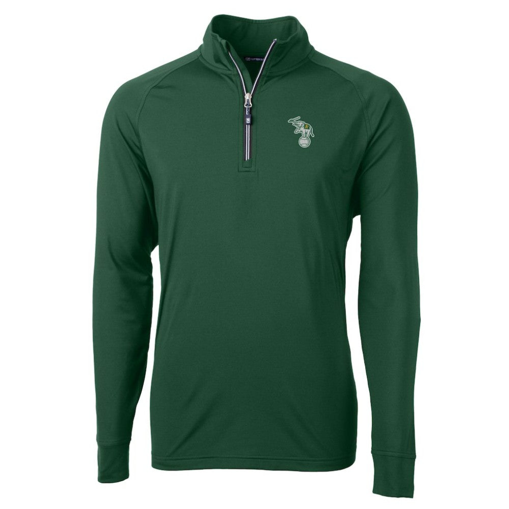 Athletics Cutter & Buck Stomper Adapt Eco Knit Stretch Recycled Quarter-Zip Pullover Top - MLB Pullover