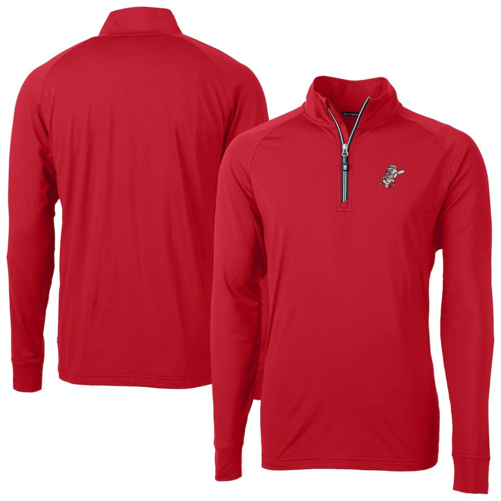 Cincinnati Reds Cutter & Buck Patriotic Logo Adapt Eco Knit Stretch Recycled Quarter-Zip Pullover Top - MLB Pullover