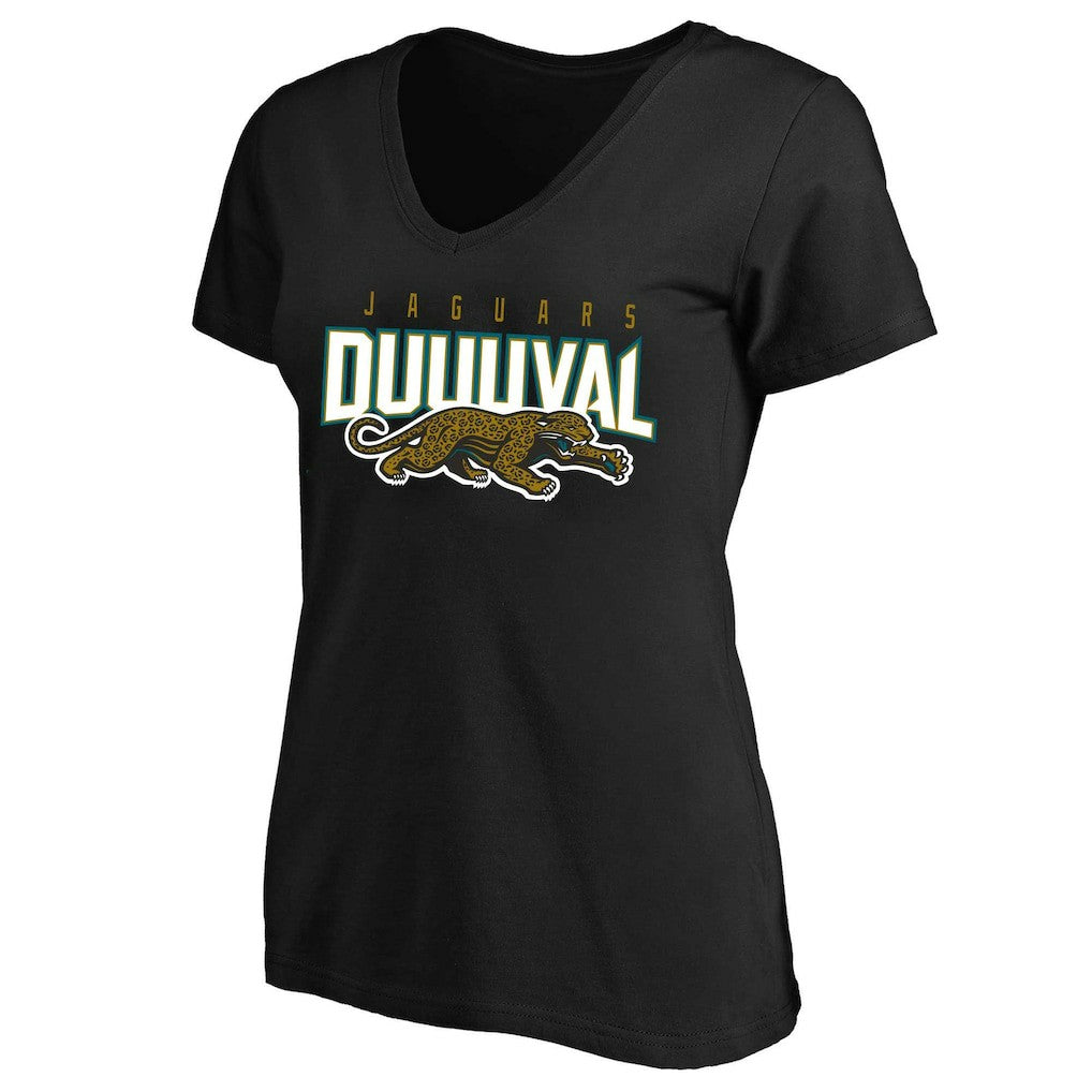 Jacksonville Jaguars Women's Plus Size Retro Duval V-Neck T-Shirt | NFL Outlet
