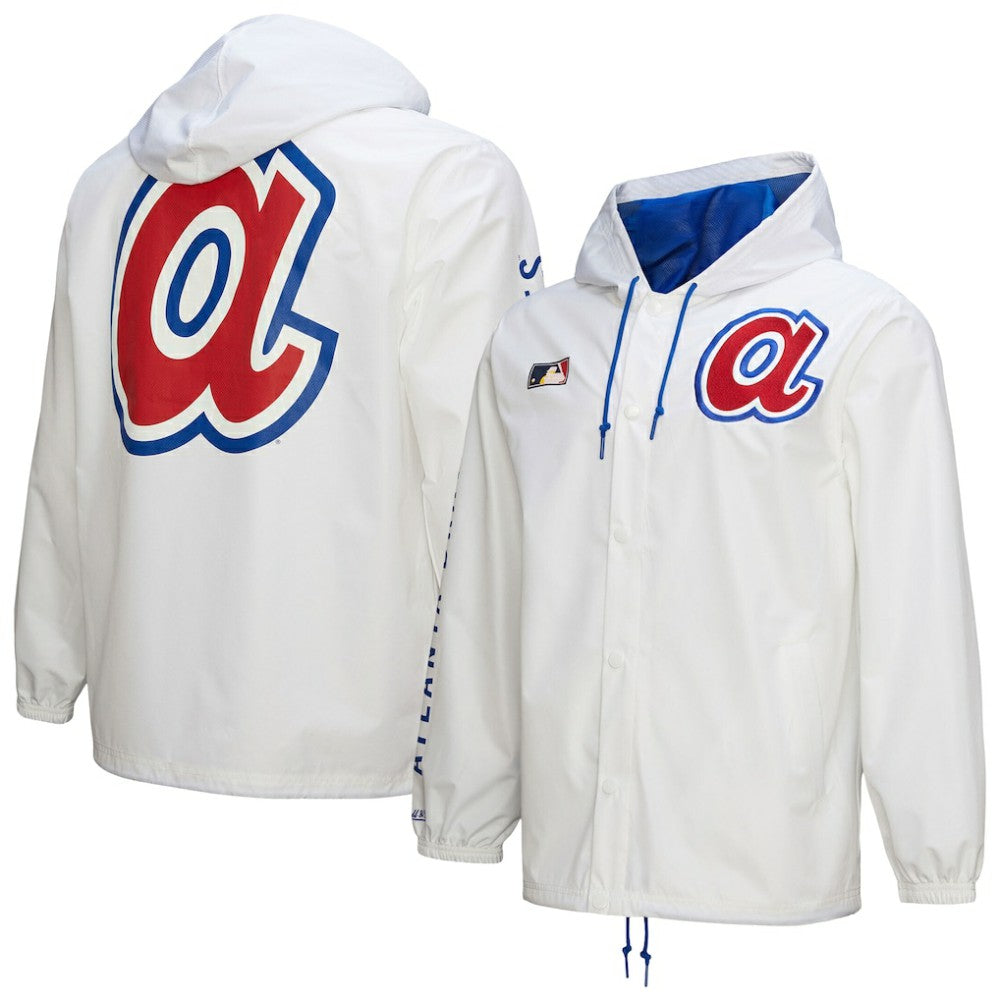 Atlanta Braves Mitchell & Ness Vintage Full-Snap Hooded Coaches Jacket - MLB Jackets