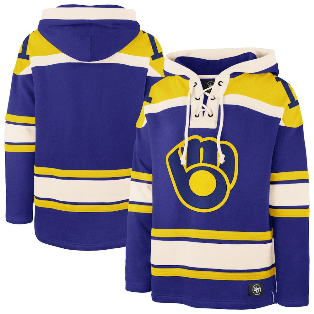 Milwaukee Brewers '47 Superior Lacer Pullover Hoodie - MLB Hoodies