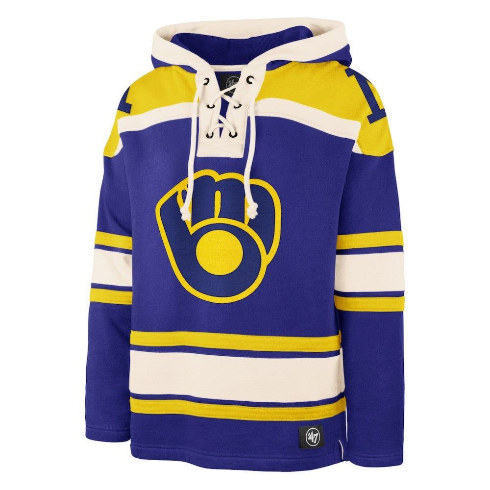 Milwaukee Brewers '47 Superior Lacer Pullover Hoodie - MLB Hoodies