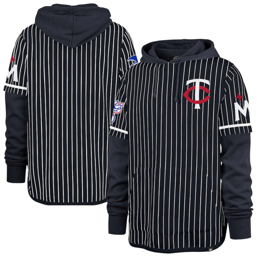 Minnesota Twins '47 Pinstripe Double Header Pullover Hoodie - MLB Hoodies