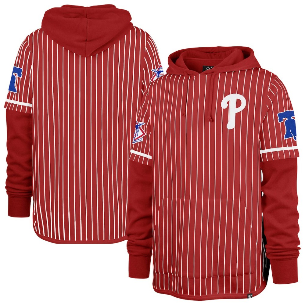 Philadelphia Phillies '47 Pinstripe Double Header Pullover Hoodie - MLB Hoodies