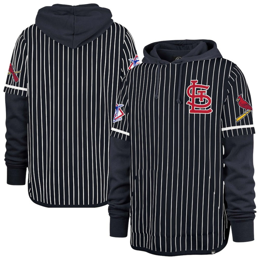 St. Louis Cardinals '47 Pinstripe Double Header Pullover Hoodie - MLB Hoodies