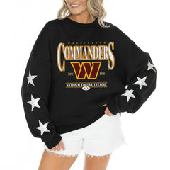 Washington Commanders Gameday Couture Women's Rhinestone Star Sleeve Settle the Score Oversized Tri-Blend Pullover | NFL US