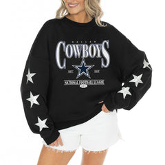 Dallas Cowboys Gameday Couture Women's Rhinestone Star Sleeve Settle the Score Oversized Tri-Blend Pullover | NFL On sale