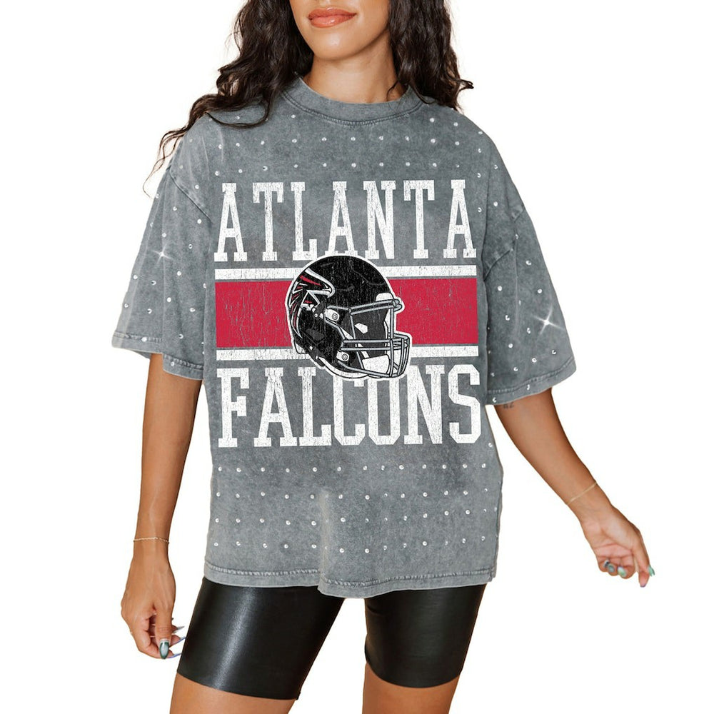 Atlanta Falcons Gameday Couture Women's Oversized Mini Rhinestone Classic T-Shirt | NFL Hot