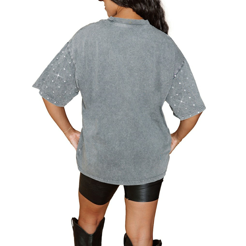 Atlanta Falcons Gameday Couture Women's Oversized Mini Rhinestone Classic T-Shirt | NFL Hot