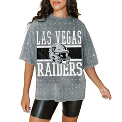 Las Vegas Raiders Gameday Couture Women's Oversized Mini Rhinestone Classic T-Shirt | NFL Online