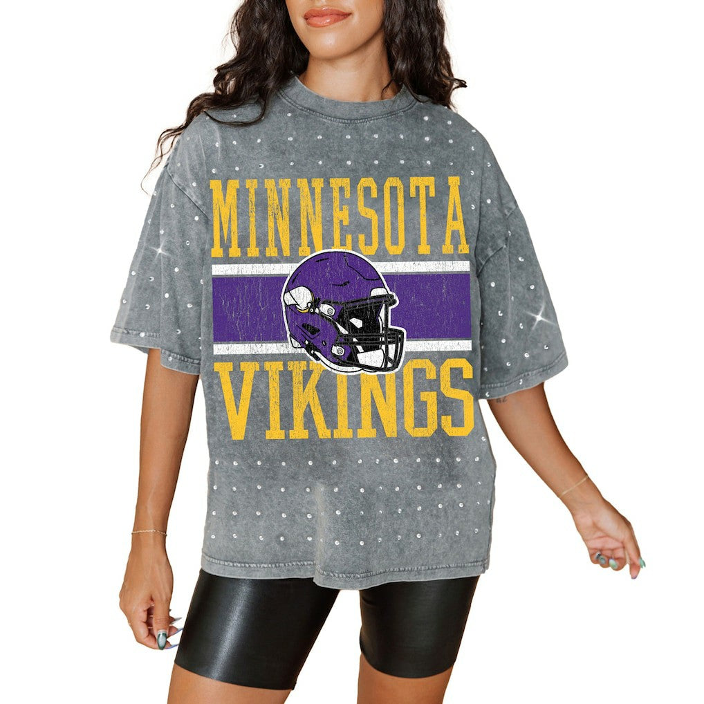 Minnesota Vikings Gameday Couture Women's Oversized Mini Rhinestone Classic T-Shirt | NFL Online