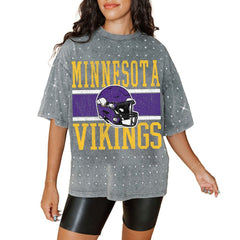 Minnesota Vikings Gameday Couture Women's Oversized Mini Rhinestone Classic T-Shirt | NFL Online
