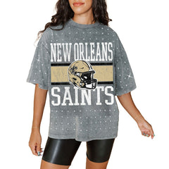 New Orleans Saints Gameday Couture Women's Oversized Mini Rhinestone Classic T-Shirt | NFL Outlet