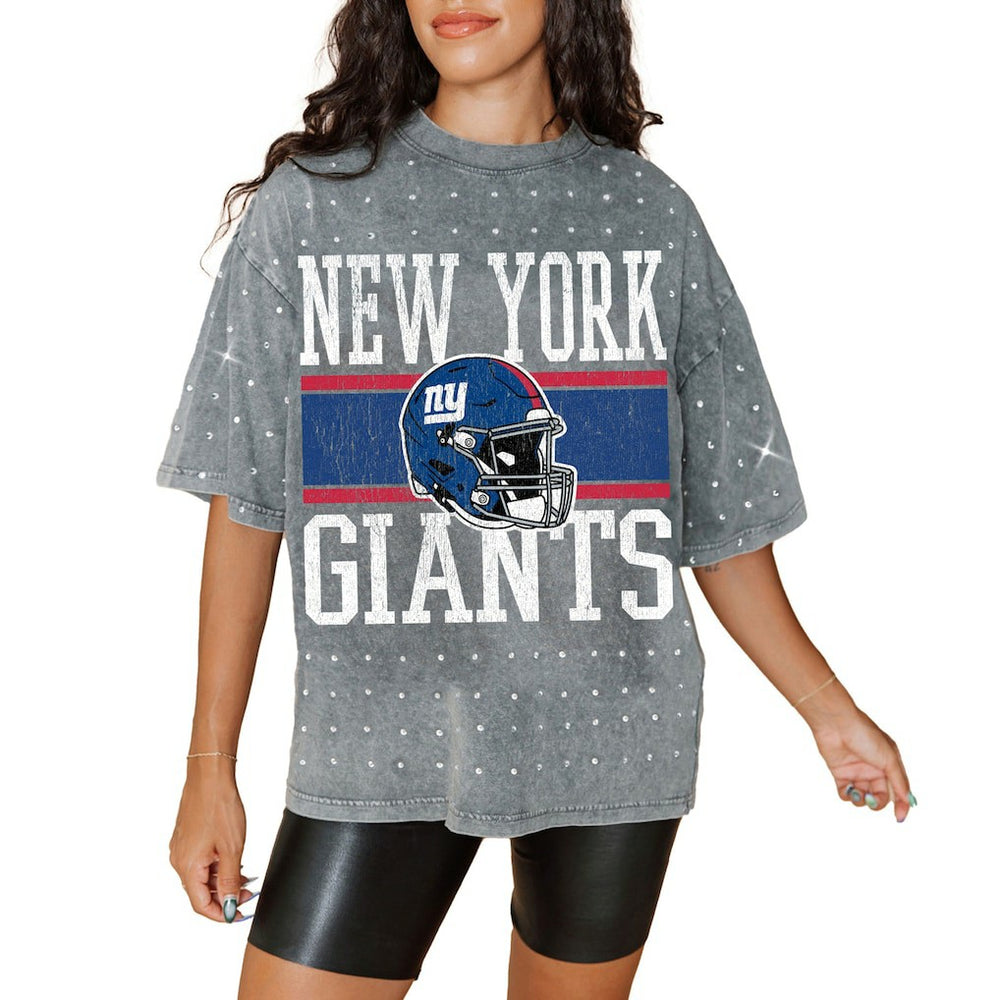 New York Giants Gameday Couture Women's Oversized Mini Rhinestone Classic T-Shirt | NFL Sale