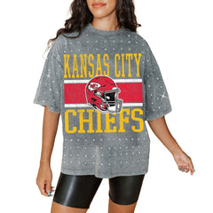 Kansas City Chiefs Gameday Couture Women's Oversized Mini Rhinestone Classic T-Shirt | NFL Near me