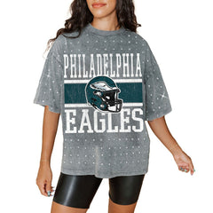 Philadelphia Eagles Gameday Couture Women's Oversized Mini Rhinestone Classic T-Shirt | NFL US