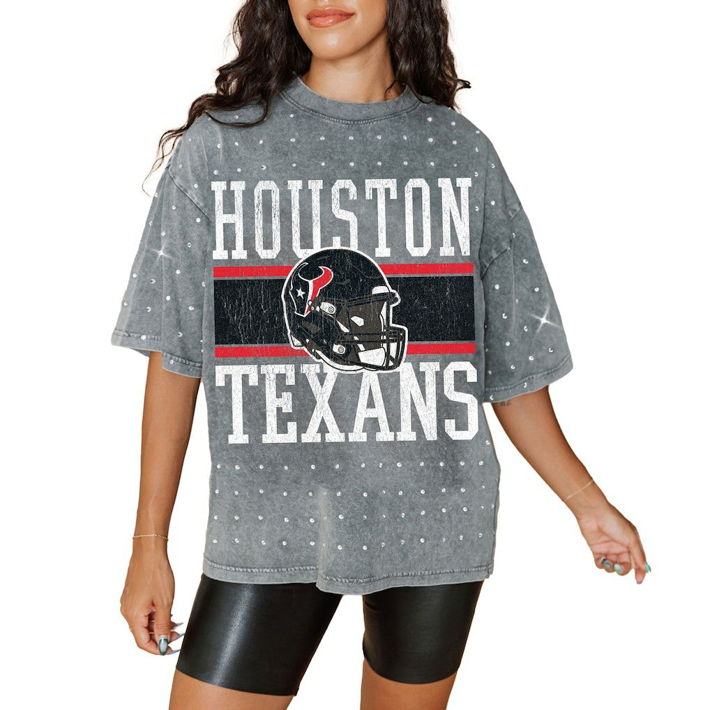 Houston Texans Gameday Couture Women's Oversized Mini Rhinestone Classic T-Shirt | NFL On sale