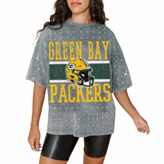 Green Bay Packers Gameday Couture Women's Oversized Mini Rhinestone Classic T-Shirt | NFL Online