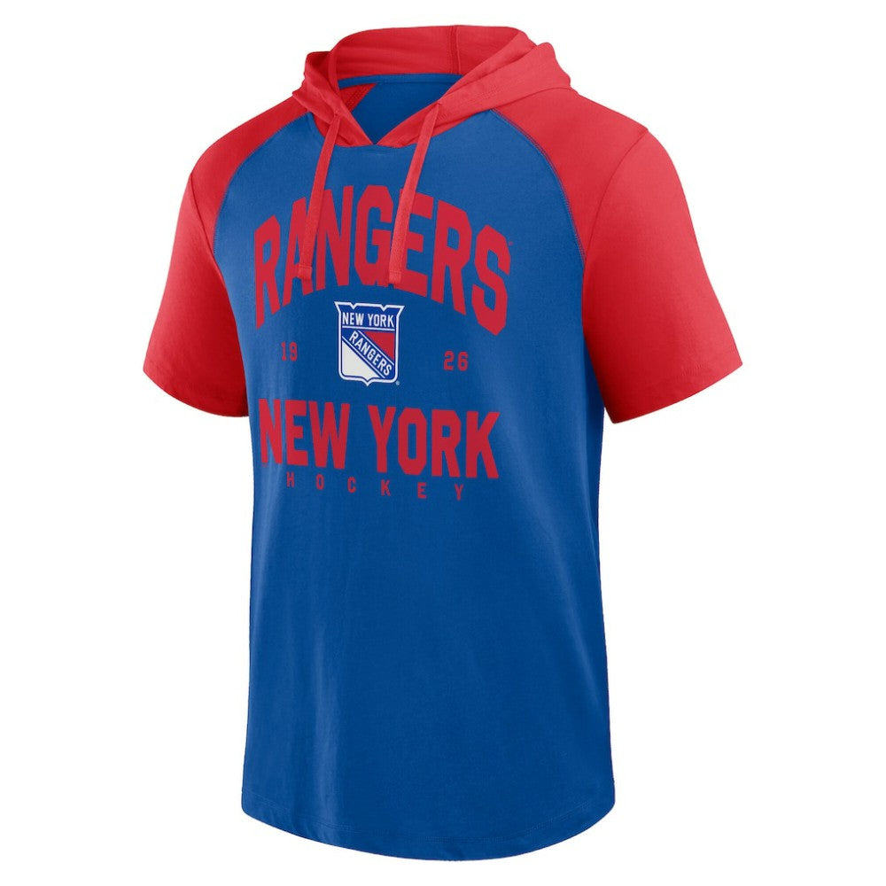 New York Rangers Logo Athletic Prime Raglan Short Sleeve Pullover Hoodie -  NHL Hoodies