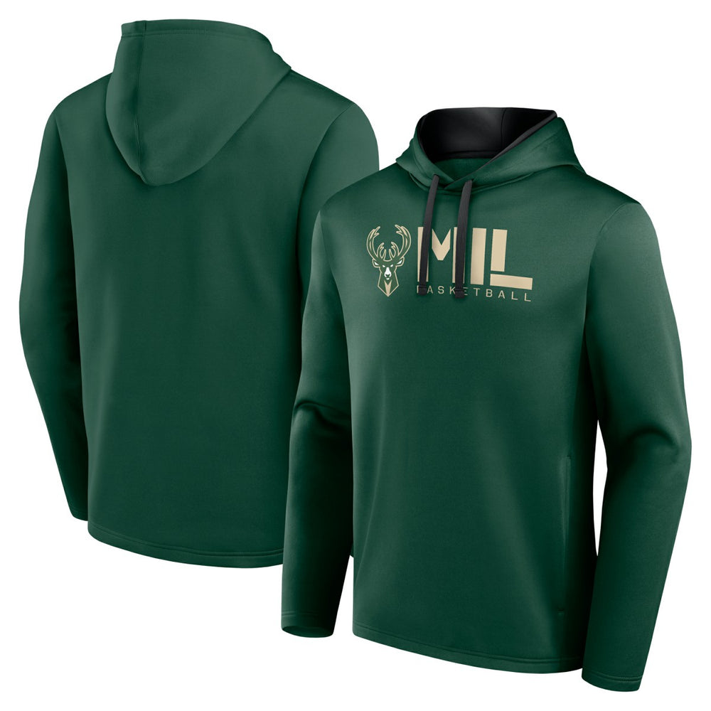 Hunter Green Milwaukee Bucks Logo Athletic Head Start Pullover Hoodie | NBA