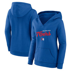 Royal Philadelphia 76ers Logo Athletic Women's Triumphant V-Neck Pullover Hoodie | NBA