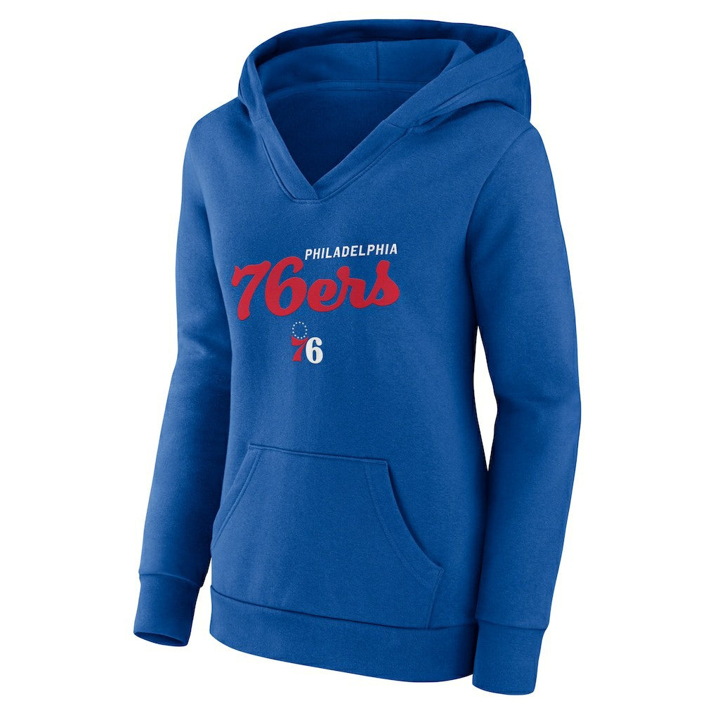 Royal Philadelphia 76ers Logo Athletic Women's Triumphant V-Neck Pullover Hoodie | NBA