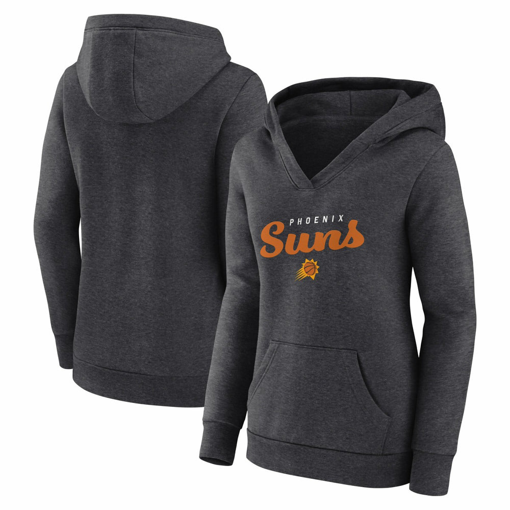 Heather Charcoal Phoenix Suns Logo Athletic Women's Triumphant V-Neck Pullover Hoodie | NBA