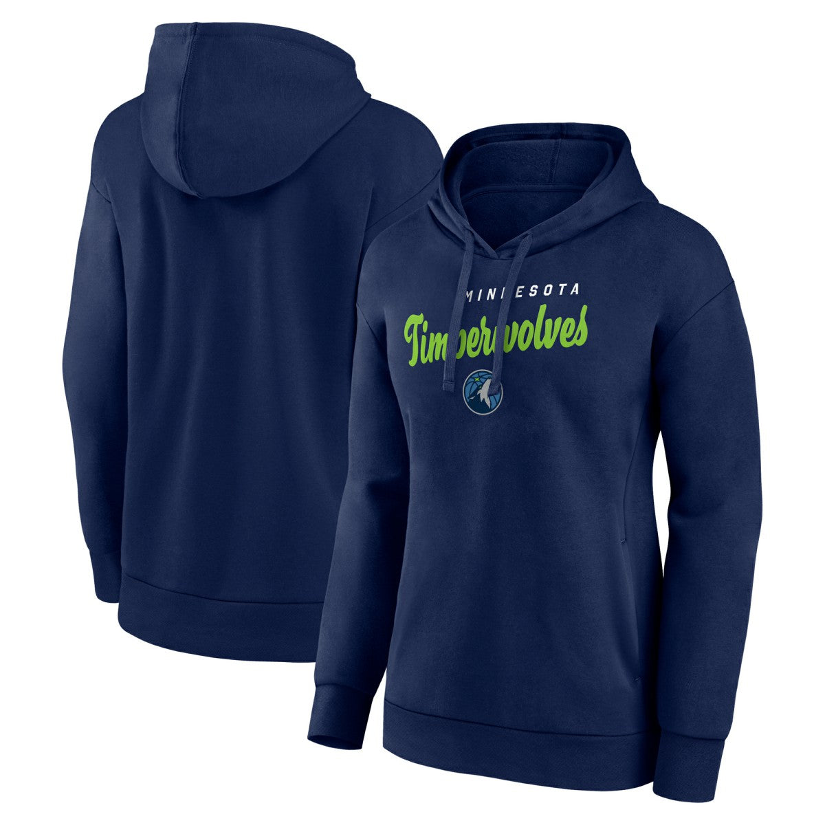 Navy Minnesota Timberwolves Logo Athletic Women's Triumphant V-Neck Pullover Hoodie | NBA