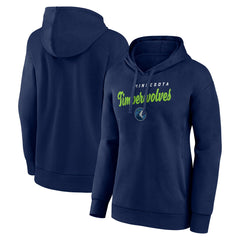 Navy Minnesota Timberwolves Logo Athletic Women's Triumphant V-Neck Pullover Hoodie | NBA
