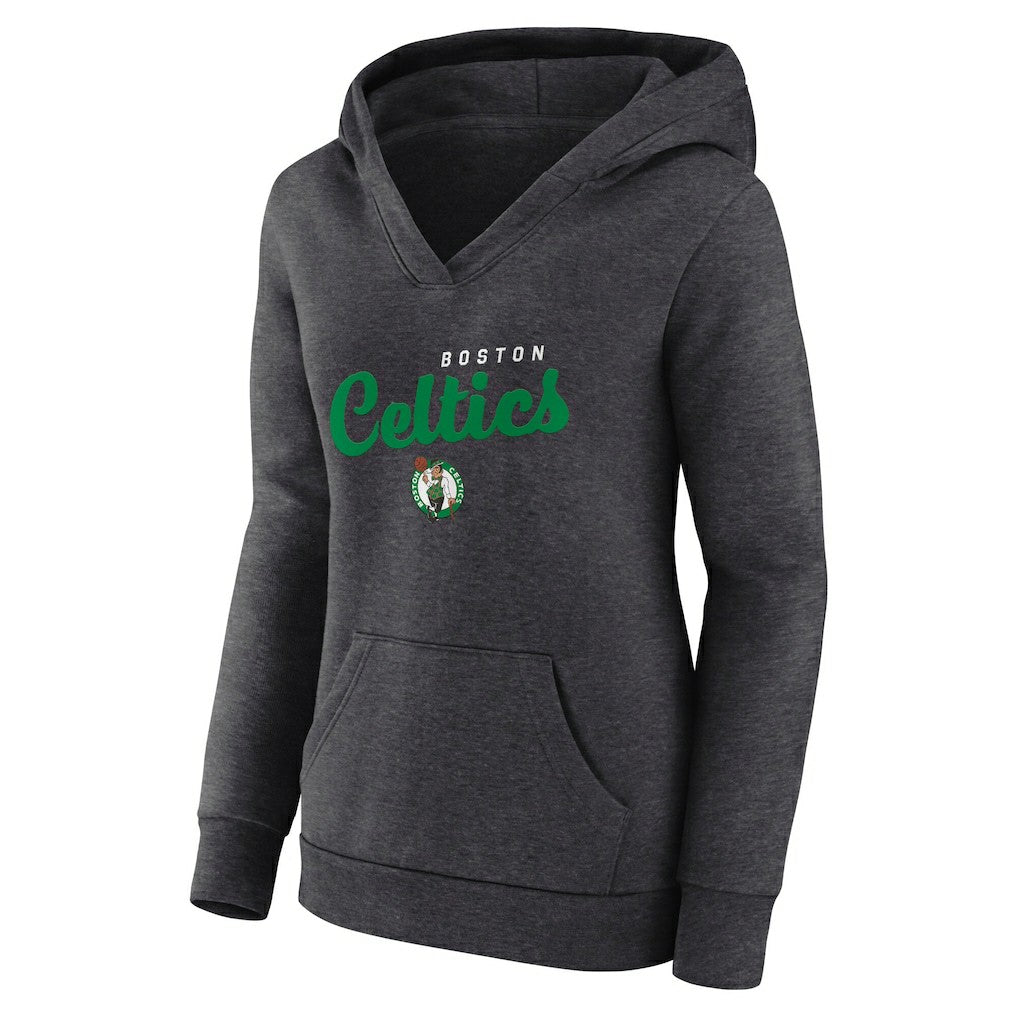 Heather Charcoal Boston Celtics Logo Athletic Women's Triumphant V-Neck Pullover Hoodie | NBA