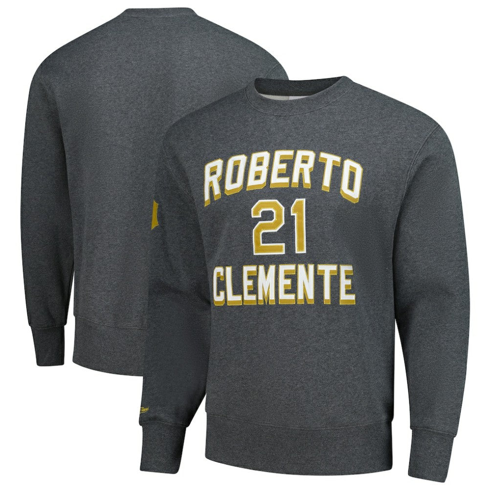 Roberto Clemente Pittsburgh Pirates Mitchell & Ness Legends Collection Vintage Logo Name & Number Fleece Pullover Sweatshirt - MLB Pullover