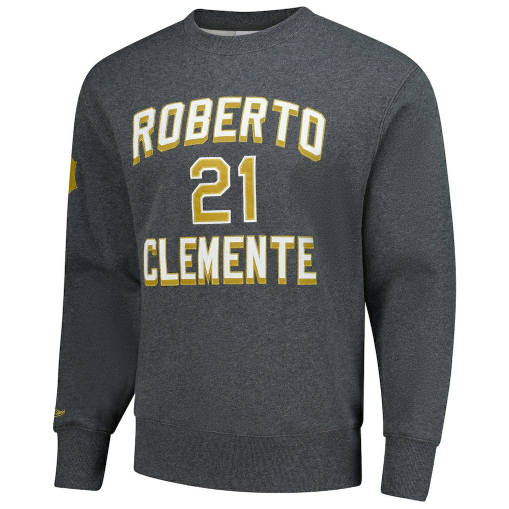 Roberto Clemente Pittsburgh Pirates Mitchell & Ness Legends Collection Vintage Logo Name & Number Fleece Pullover Sweatshirt - MLB Pullover