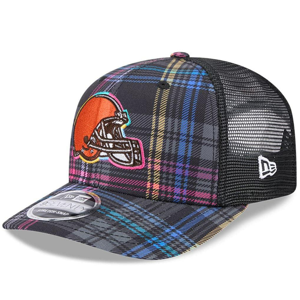 Cleveland Browns 2024 NFL Crucial Catch Plaid 9SEVENTY Trucker Snapback Hat | NFL Hot