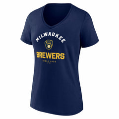 Milwaukee Brewers Logo Athletic Women's Unrivaled V-Neck T-Shirt - MLB T-shirts