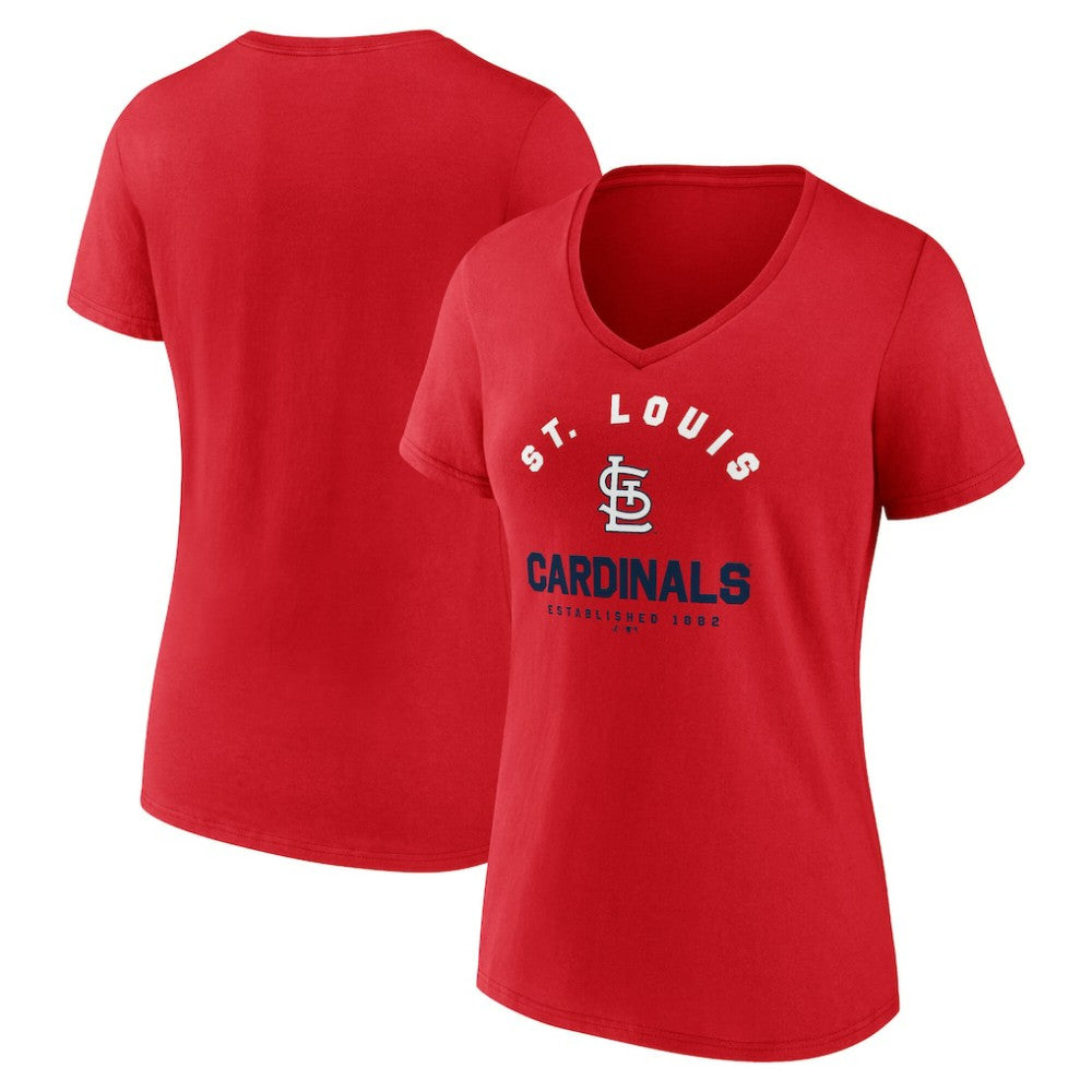 St. Louis Cardinals Logo Athletic Women's Unrivaled V-Neck T-Shirt - MLB T-shirts