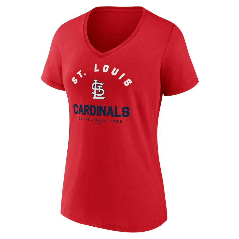 St. Louis Cardinals Logo Athletic Women's Unrivaled V-Neck T-Shirt - MLB T-shirts