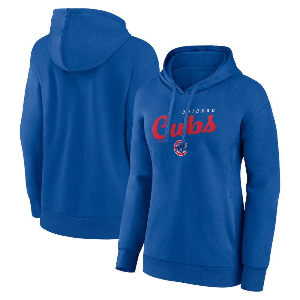 Chicago Cubs Logo Athletic Women's Logo Triumphant V-Neck Pullover Hoodie - MLB Hoodies