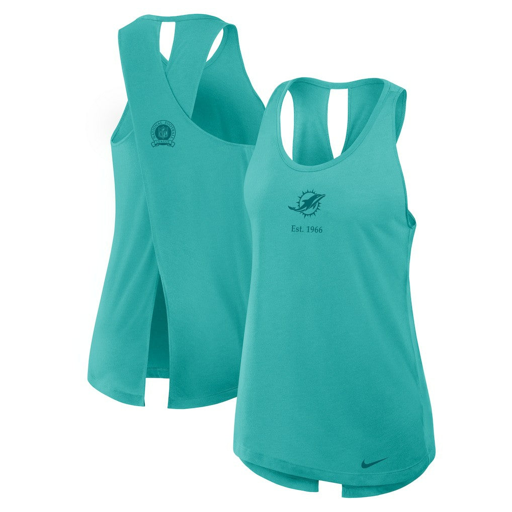 Miami Dolphins Women's Glory Open-Back Crisscross Dri-FIT Tank Top | NFL On sale