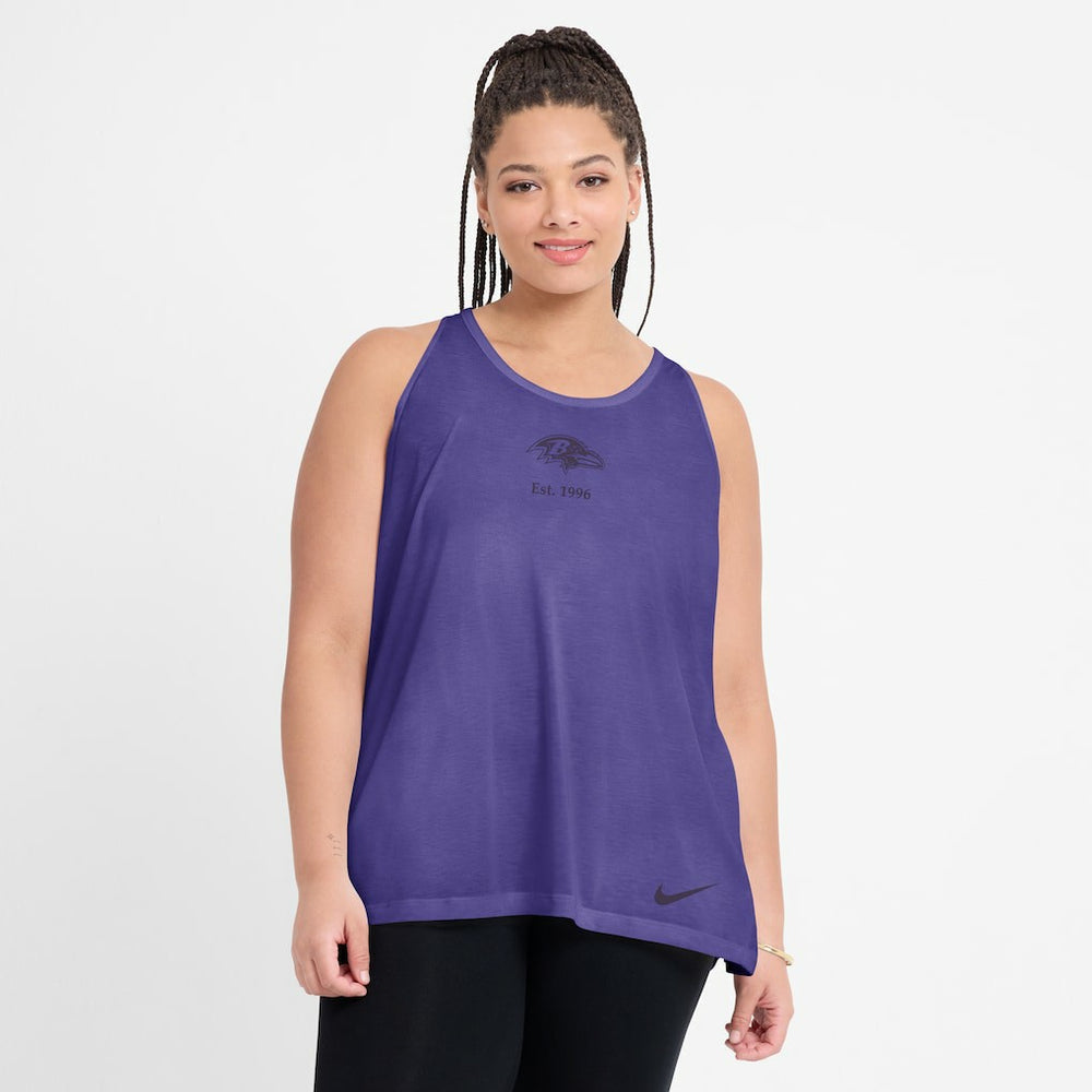 Baltimore Ravens Women's Glory Open-Back Crisscross Dri-FIT Tank Top | NFL On sale