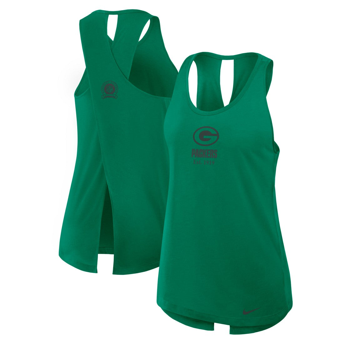 Green Bay Packers Women's Glory Open-Back Crisscross Dri-FIT Tank Top | NFL Outlet