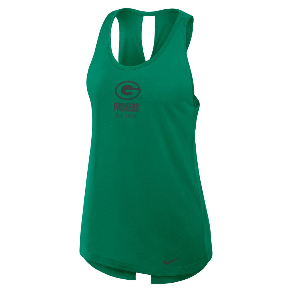 Green Bay Packers Women's Glory Open-Back Crisscross Dri-FIT Tank Top | NFL Outlet