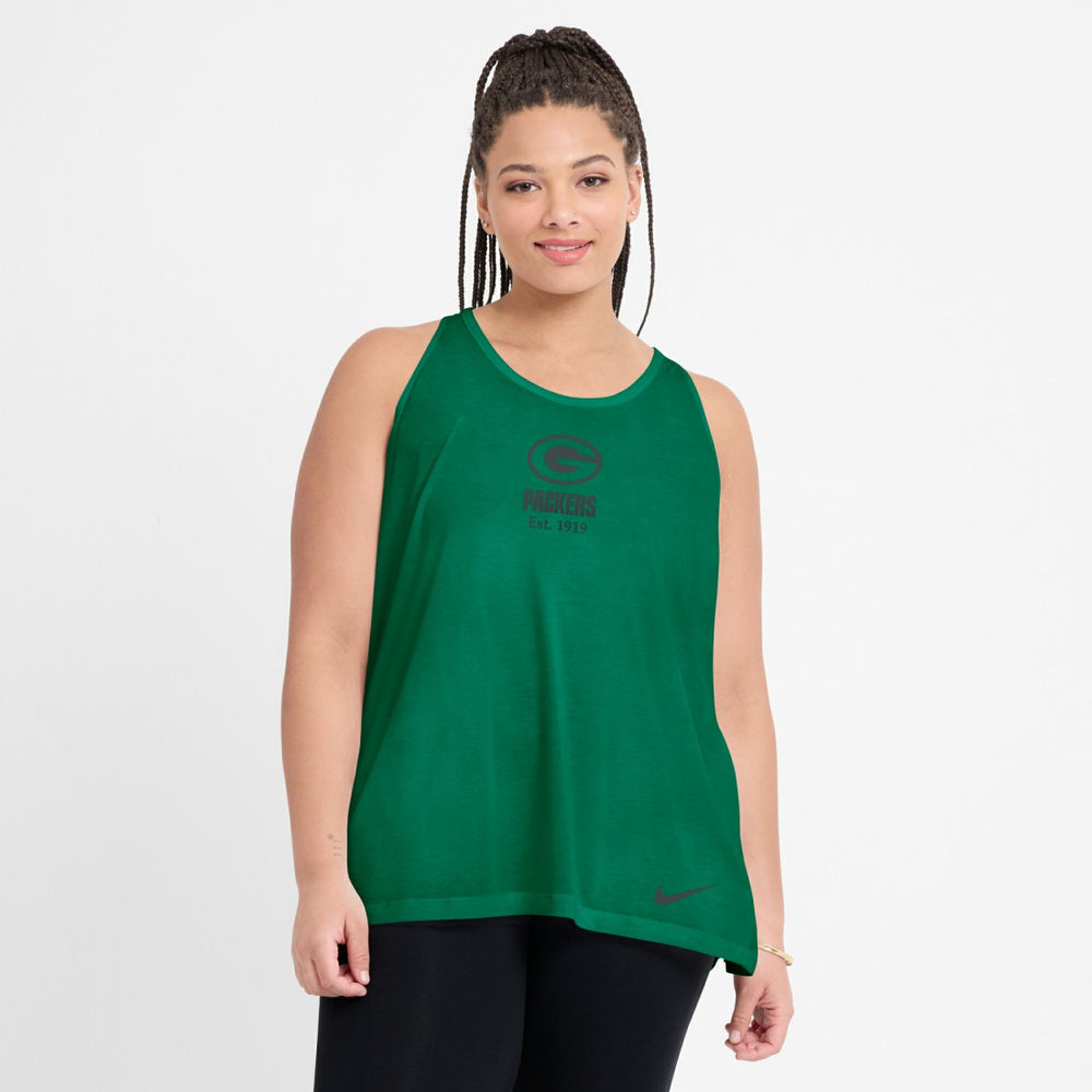 Green Bay Packers Women's Glory Open-Back Crisscross Dri-FIT Tank Top | NFL Outlet