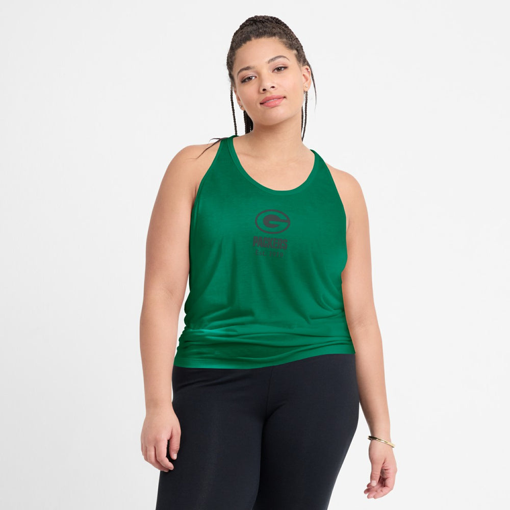 Green Bay Packers Women's Glory Open-Back Crisscross Dri-FIT Tank Top | NFL Outlet