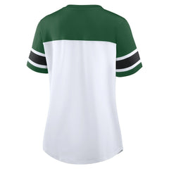 New York Jets Women's Athena Rhinestone Lace-Up V-Neck T-Shirt | NFL US