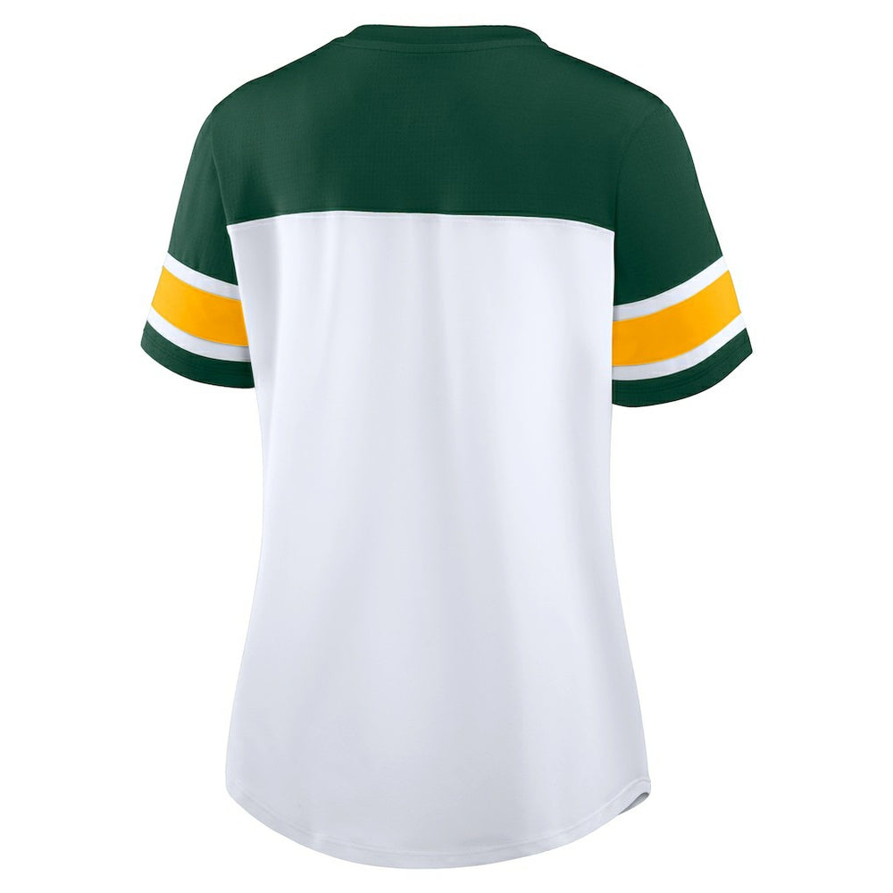 Green Bay Packers Women's Athena Rhinestone Lace-Up V-Neck T-Shirt | NFL Near me