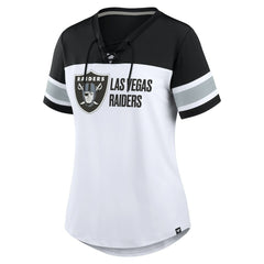 Las Vegas Raiders Women's Athena Lace-Up V-Neck T-Shirt | NFL Discount