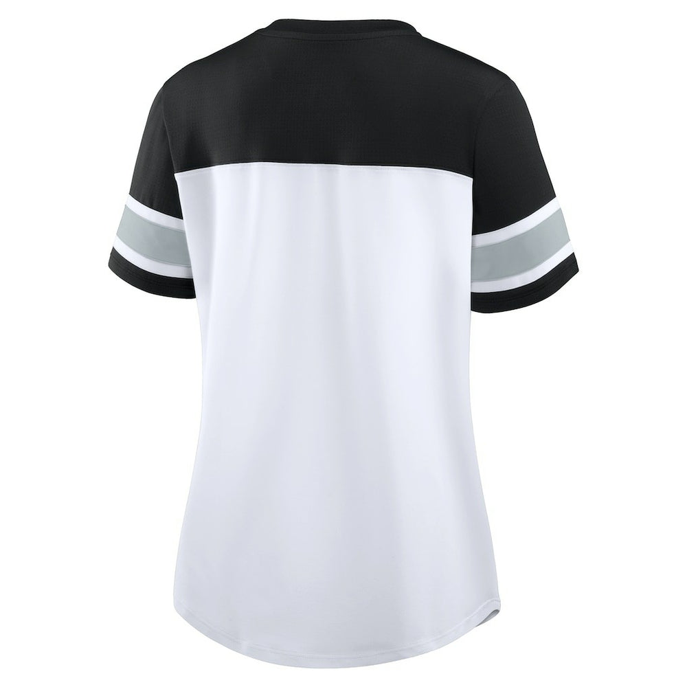 Las Vegas Raiders Women's Athena Lace-Up V-Neck T-Shirt | NFL Discount