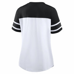 New Orleans Saints Women's Athena Rhinestone Lace-Up V-Neck T-Shirt | NFL US